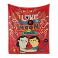 thumbnail image 1 of I Love You Soft Flannel Fleece Throw Blanket, Couple Hugging with Oriental Calligraphy Love Words Togetherness Illustration, Cozy Plush for Indoor and Outdoor Use, 50" x 70", Red Blue, by Ambesonne, 1 of 6