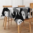 thumbnail image 4 of Duangreer Grey Halloween Ghost Print Rectangle Tablecloth, Waterproof Wrinkle Resistant, 60 x 70 Inch, Washable Table Cover for Party Decorations, 4 of 6