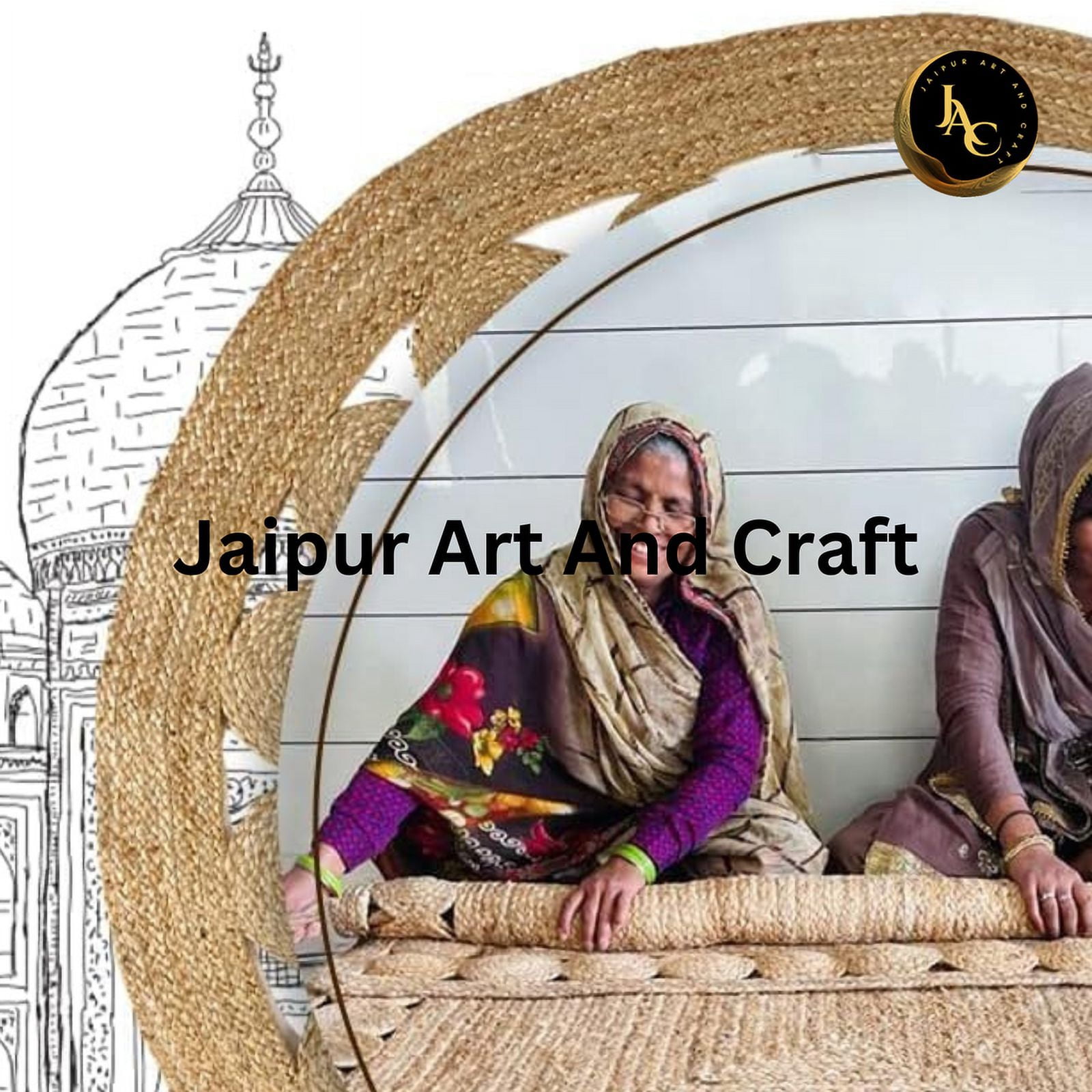 Jaipur Art And Craft Hand Braided Round Jute Area Rug for Home Décor Reversible Boho Charm Carpet (5x5 Sq Ft)