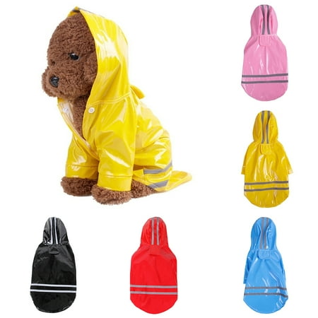 Shulemin Dog Raincoat Poncho Water Proof Clothes with Hood ,Pet Waterproof Jacket Outdoor Costume Apparel,Blue