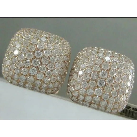 2.00CT Round Cut Lab Created Diamond Cluster Charm Men's Cufflink For Him 14K Rose Gold Plated 925 Sterling Silver