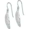 thumbnail image 2 of Sterling Silver Rh-Plated Cz Textured Feather Shepherd Hook Earrings (45 X 13) Made In Thailand qe12397, 2 of 5
