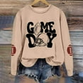 thumbnail image 3 of Women'S Pullover Sweatshirt Women'S Long Sleeve Pullover Sweatshirt Football Print Casual Crewneck Top For Games And Everyday Wear Khaki M, 3 of 5