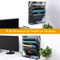 thumbnail image 7 of EasyPAG Mesh 5-Tier Hanging Wall Mount File Organizer Desk File Holder Vertical Mail Paper Folder Rack with Bottom Tray for Office Home, Black, 7 of 7