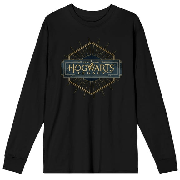 Hogwarts Legacy Hexagon Logo Crew Neck Long Sleeve Men's Black Tee-3XL