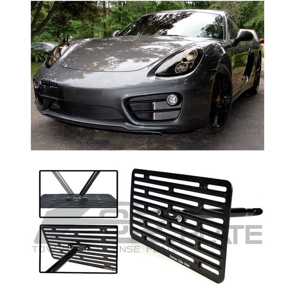 Extreme Online Store for 2014-2016 Porsche Cayman 981 NO PDC Models | EOS Plate Version 2 Full Sized Front Bumper Tow Hook License Relocator Mount Bracket