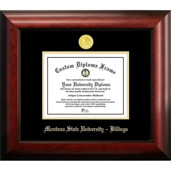 Campus Images MT991GED-86 8 x 6 in. Montana State University Billings Gold Embossed Diploma Frame - Satin Mahogany