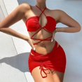 thumbnail image 2 of Sngxgn Women's Bathing Suit High Waist Bikini Set(Red,S), 2 of 4