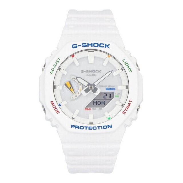 Casio G-Shock Analogique Numérique Bracelet en Résine Cadran Blanc Tough Solar GA-B2100FC-7A 200 m Montre pour Homme