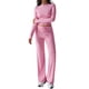 thumbnail image 3 of Conjuntos de 2 Piezas para Mujer, Larga, Cuello Redondo, Pantalones Acampanados de Cintura Alta, Conjuntos de Chándal, Ropa de Calle. Rosa M, 3 of 9