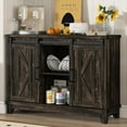 thumbnail image 2 of Vabches Buffet Sideboard Cabinet, Wood Kitchen Storage Cabinet with Adjustable Shelves, Coffee Bar Cabinet with Barn Doors, 2 of 7
