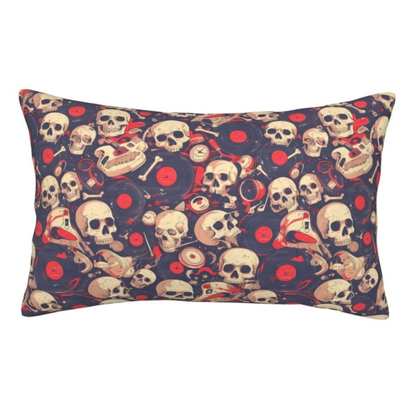 Balery Skull rock music record Funda de Cojín Estampada, Regalos para Mujeres, Regalos de Amor para Ella, Regalos para Novia o Esposa, Funda de Almohada-16"x24"
