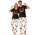 thumbnail image 7 of Matching Halloween Pajamas for Family Candy Witch Hat Short Sleeve Funny Pajamas Castle Skull Horror Wide Leg Pjs, Women:3XL, 7 of 7