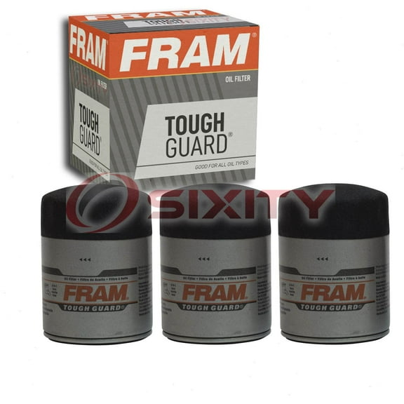 3 pc FRAM TG10575 Tough Guard Engine Oil Filters for 321504 A18061 DL11665 PF885 PH6296 WD-457 Oil Change Lubricant Filters Fits select: 2014-2024 CHEVROLET SILVERADO, 2011-2023 FORD F150