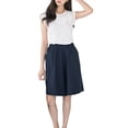 thumbnail image 1 of Aayomet Shorts Larges en Lin pour Femmes, Bleu, S, 1 of 5
