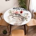 thumbnail image 5 of Flowers Wreath Cute Cat Elastic Fitted Round Table Cover Welcome Spring Waterproof Outdoor Tablecloth for Holiday Party, Picnic, Patio & Dining Fits Tables Up to 36"-44", 5 of 8
