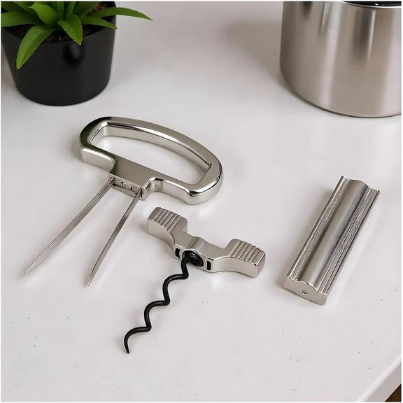 ABPETE Two-Prong Wine Bottle Opener & Cap Lifter - Portable Waiter's Corkscrew for Easy Cork Removal, Perfect Gift for Wine Lovers & Hosts