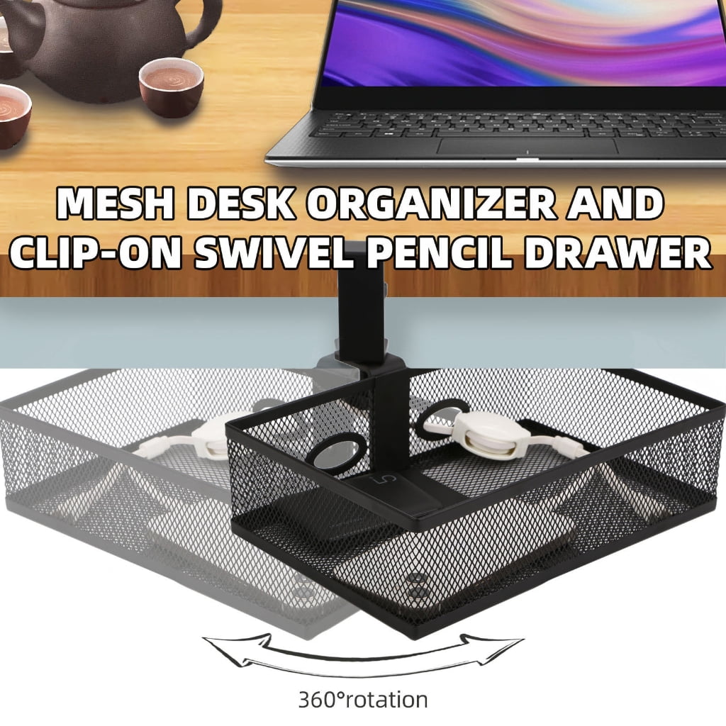 Osdhezcn Space Saving Under Desk Drawer Organizer Tray Multifunctional Metal Wire Basket
