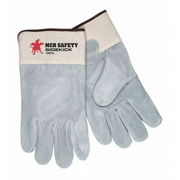 Mcr Safety Leather Gloves,Gray,L,PK12  16017L