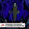 thumbnail image 5 of Life-Size 5.75 ft Animatronic Skeleton Reaper Holding Staff with Lights and Sound, Indoor/Covered Outdoor Halloween Decoration, HHSKEL-7FLSA, 5 of 16