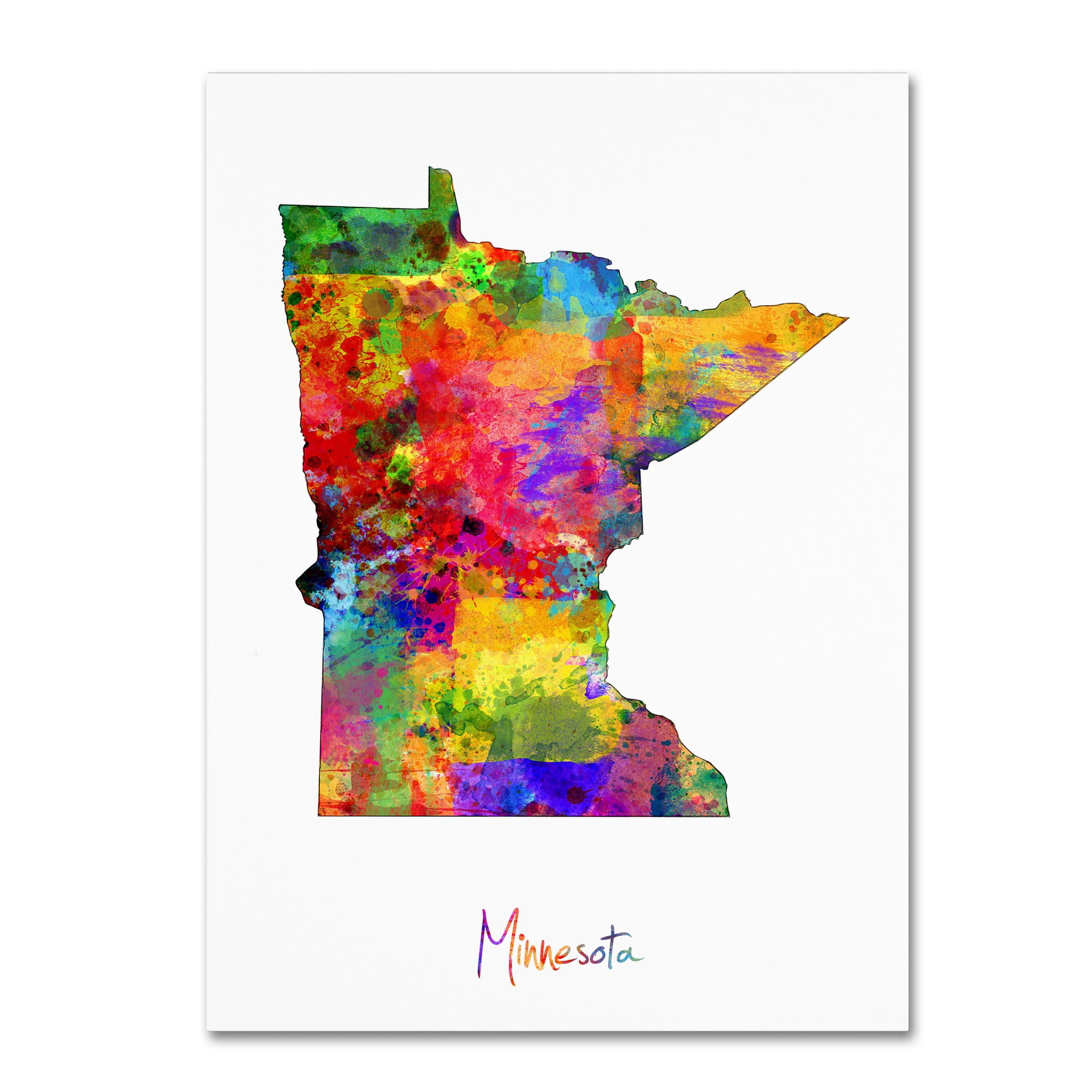 Trademark Fine Art "Minnesota Map" Canvas Art by Michael Tompsett