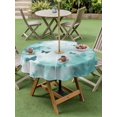 thumbnail image 4 of Outdoor Tablecloth with Umbrella Hole for Patio/Picnic/Party/Camping, Teal Green Butterfly Waterproof Table Cloth Round Cover Washable, Aesthetics Contemporary Luxury (Dia 60"), 4 of 9