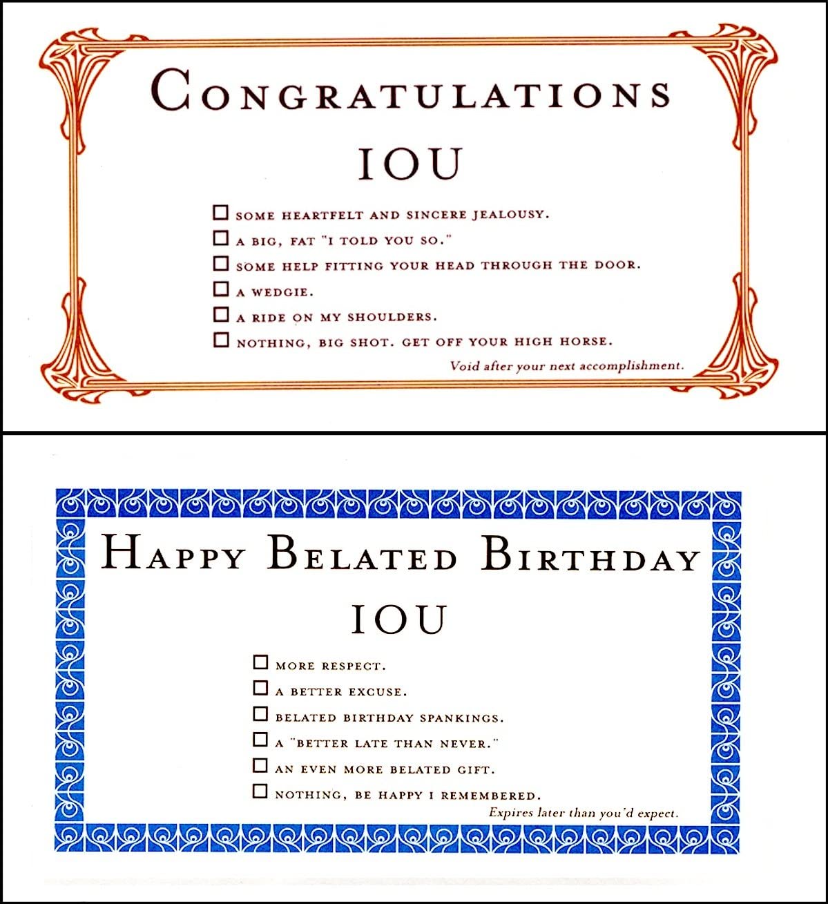 Quiplip belated Birthdays + IOU Congrats (6) Greeting Cards Walmart Canada