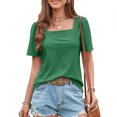thumbnail image 2 of Xihbxyly Womens Blouses, Women's Suqare Neck Blouse Top Short Sleeve Shirt Casual Tunic Tops for Leggings Casual T-Shirts Summer Fashion Solid Color Tops, 2 of 7