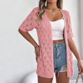 thumbnail image 4 of XuJwPNcy Women's Crochet Open Front Cardigan Half Sleeve Soft Oversized Knitted Sweater Outerwear Cover up Coat, 4 of 7