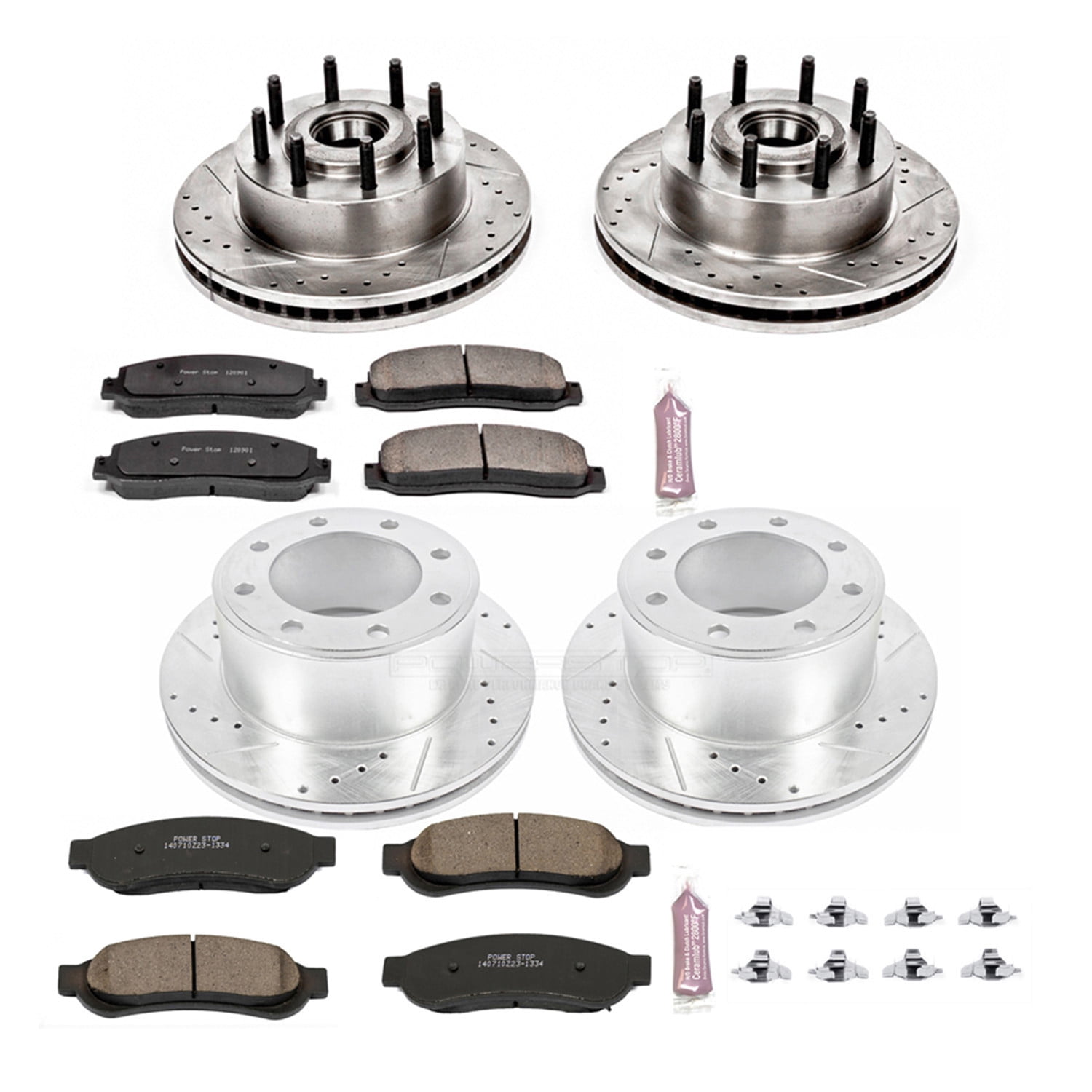 PowerStop Front and Rear Z23 Evolution Sport Carbon-Fiber Ceramic Brake Pad and Drilled & Slotted Rotor Kit Fits: FORD Select Models K5587
