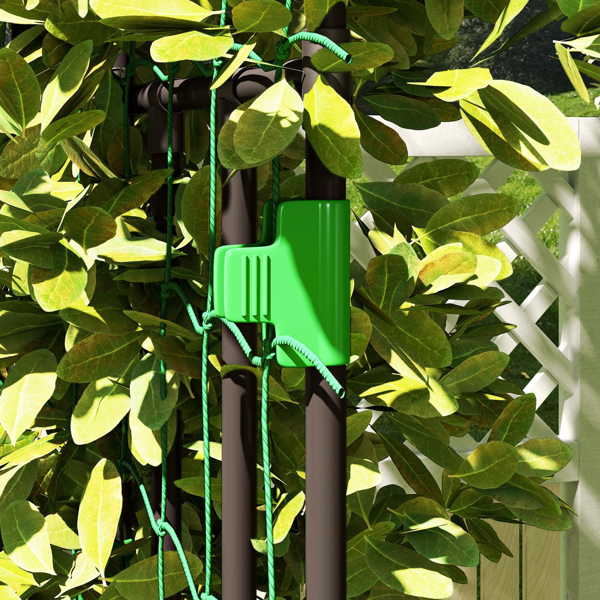 Outsunny 8 FT Tall Garden Arch Trellis, Outdoor Steel Plant Trellis Support with Climbing Net for Flowers, Vegetables