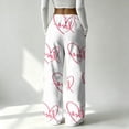 thumbnail image 6 of Sorvello Womens Home Casual Pajama Pants Lips Heart Print Plush Wide Leg Sleep Pants Elastic Drawstring Beige L, 6 of 6