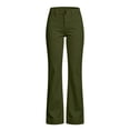 thumbnail image 4 of cocolona Womens Casual Loose Work Pants Elastic Button Waist Straight Wide Leg Travel Lounge Pants with Pockets, 4 of 5