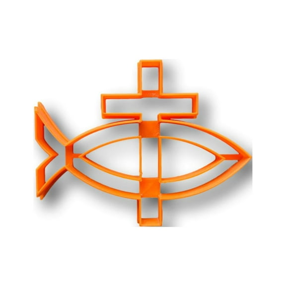 Christian Fish and Cross Cookie Cutter- Fast Shipping - Sharp Edges - Exceptional Quality