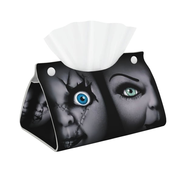 Funda de cuero larga para caja de pañuelos de la novia de Chucky: fundas para cajas de pañuelos, soporte rectangular para caja de pañuelos, soportes para pañuelos decorativos para el hogar, el baño,