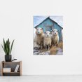thumbnail image 4 of Winter Sheep and Faming Hut Whimsical Photograph Extra Large XL Wall Art Poster Print, 4 of 5