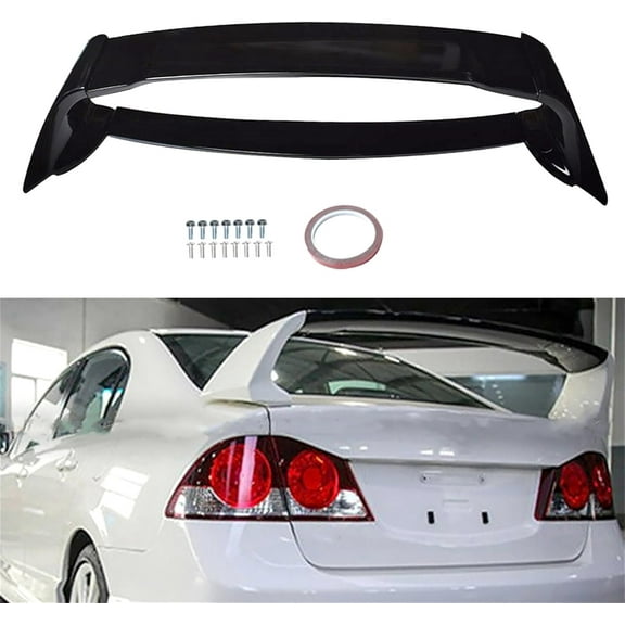 munirater Glossy Black ABS Plastic Rear Trunk Spoiler Wing Replacement for 2006 2007 2008 2009 2010 2011 Civic Sedan