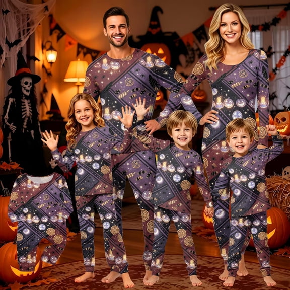 Halloween Family Matching Pajamas Sets, Halloween Family Daily Leisure Loungewear, Pumpkin Holiday PJS Sleepwear, Seasonal Halloween Party Family for Home Relaxation Casual Wear Indoor