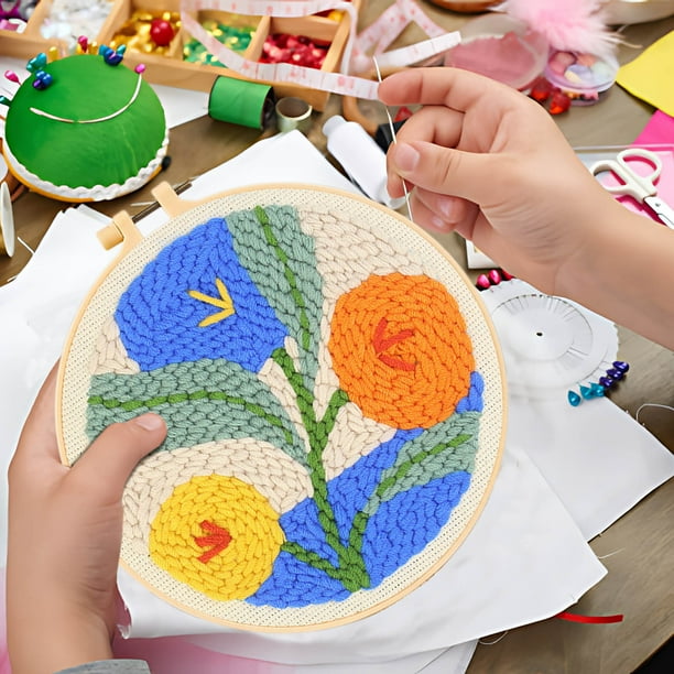 Coarse Yarn Poke Embroidery DIY Material Package Flower Series Style Poke Music