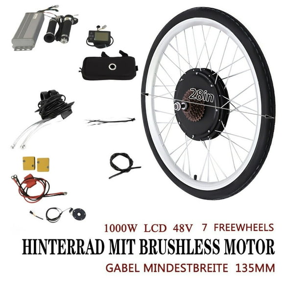 28" 48V 1000W Electric Bike Conversion Kit for Rear Wheel – Complete E-Bike Kit with Motor, LCD, Controller, PAS, and Brake Handles – High-Performance DIY Upgrade (Battery Not Included)