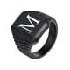 thumbnail image 2 of Anillo de dedo de acero inoxidable negro impermeable con letra personalizada A M S A Z, sello de inicial elegante para hombre, 2 of 4