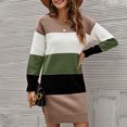 thumbnail image 5 of Odeerbi Sweaters For Women Fall Winter Knit Sweater Trendy Long Sleeves Crew Neck Loose Color Matching Tops Blouse Green, 5 of 5