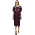 thumbnail image 2 of Bimba Plum Embroidered Moms Maternity Dress Nursing Gown Women's Sleepwear - 4, 2 of 6