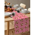 thumbnail image 6 of Pink Christmas Burlap-Cotton Table Runner 60 Inches Long,Vintage Elk Santa Xmas Snowflake Farmhouse Table Runners,Outdoor Dining Tablecloths Decor for Baby Shower/Party/Wedding 13x60, 6 of 9