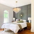 thumbnail image 6 of 24 Inch Gold Iron Seashell Chandelier - Adjustable Hanging Light for Dining Room Living Room with 6 E14 Bases (Bulbs Excluded)，43.3" Height & 54" Chain, 6 of 10
