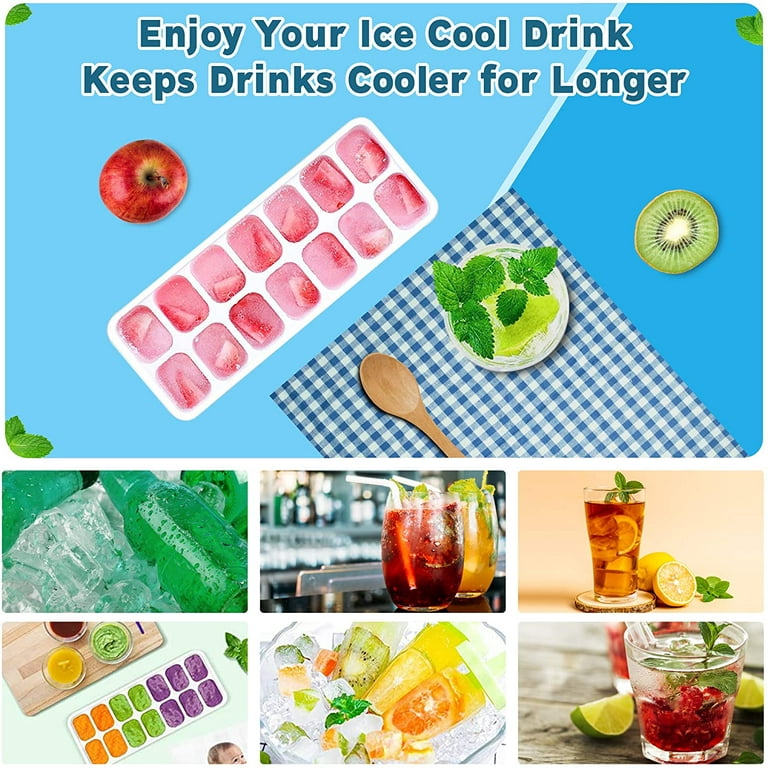  4 Pack Ice Tray Durable & Flexible, Silicone 14 Ice Cube Tray  for Freezer With Lid, Super Easy Release Stackable BPA Free for Drinks &  Cocktail: Home & Kitchen