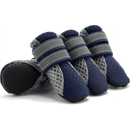 Dog Boots for Hot Pavement Summer Breathable Soft Mesh Paw Protectors Puppy Small Dog Shoes with Adjustable Safe Reflective Strap and Rugged Anti-Slip Sole for Hiking Running Pink mini