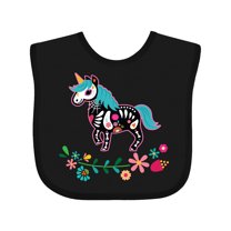 Inktastic Floral Skull Unicorn Sugar Style Dia De Los Muertos Girls Baby Bib