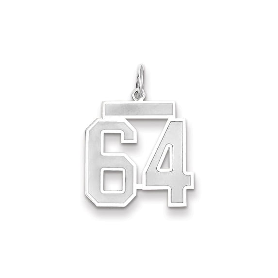 14k White Gold Medium Satin Number 64 Charm