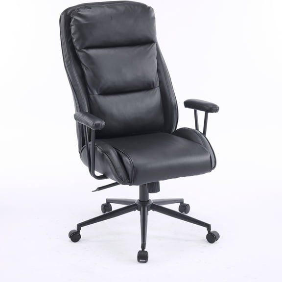 VINGLI Executive Ergonomic Office Chair with 100-130° Reclining, High-Back Desk Chair with Adjustable Base & Headrest Support & Wheels, Comfy Gaming Chair for Computer, Home Office, Pu-Leather, Black
